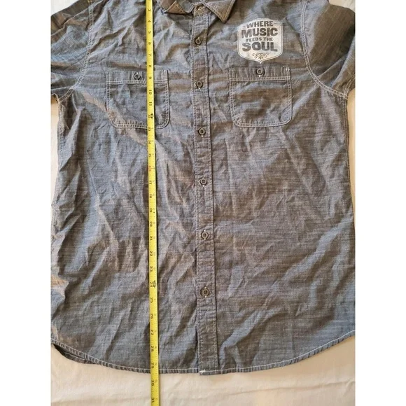 House Of Blues Womens Gray Chambray Button Up Cotton Shirt Top L - Picture 10 of 12